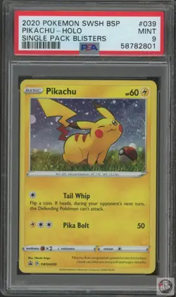 Pikachu Holo 039 Single Pack Blisters Swsh Black Star Promo Pokemon PSA 9 - Image 1