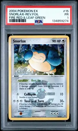 PSA 1 Snorlax EX Fire Red & Leaf Green Reverse Holo Foil #15 2004 Pokemon PR - Image 1