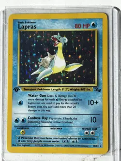 Pokemon TCG 1999 Lapras Fossil 10/62 Holo Rare 1st Edition NM NP - Image 1