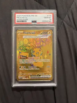 2025 POKEMON PRE EN-PRISMATIC EVOLUTIONS HYPER RARE #179 PIKACHU EX PSA 10 - Image 1