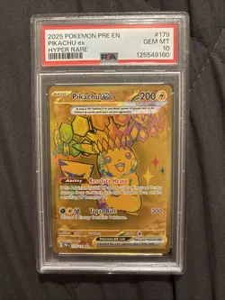 2025 POKEMON PRE EN-PRISMATIC EVOLUTIONS HYPER RARE #179 PIKACHU EX PSA 10 - Image 2