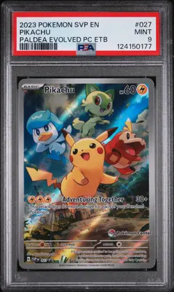 Pokemon Pikachu #027 Pokemon Center Paldea Evolved ETB PSA 9 Mint - Image 1