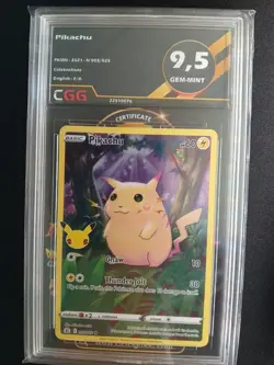 Carte pokemon Pikachu gradee CGG 9.5 Gem+Mint ENGLISH Celebrations 005 22510076 - Image 1