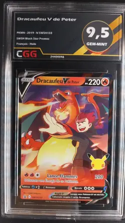 Carte pokemon Dracaufeu V de Peter CGG 9.5 FRANCAIS Star Promos SWSH133 24400046 - Image 1