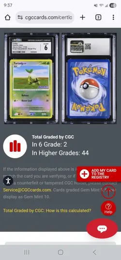 Turtwig Burger King Collection (2008) CGC EX/NM 6 Pokemon Majestic Dawn 77/100🐢 - Image 3