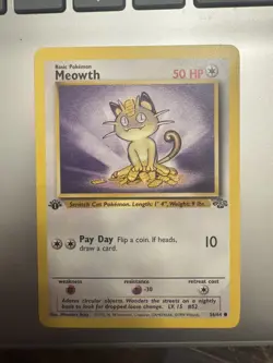 Pokemon Card Meowth 56/64 Jungle 1st Edition NM - Image 1