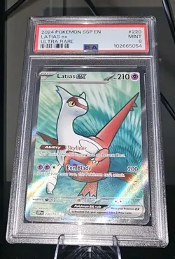 PSA Mint 9 Latias EX 2024 Pokemon #220 Ultra Rare Card Slab - Image 1