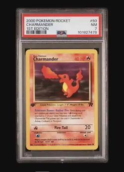 Pokemon TCG 1st Edition 2000 Charmander 50/82 Team Rocket PSA 7 - Image 1