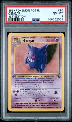 Gengar - Fossil - Non-Holo - PSA 8 - 1st Edition - 1999 - #20/62 - Pokemon - Image 1