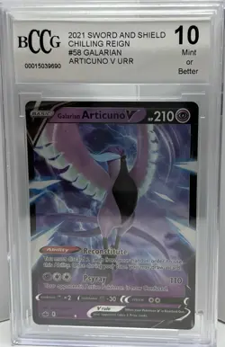 Pokemon TCG | SWSH | Chilling Reign Galarian Articuno V #058/198 | Grade BCCG 10 - Image 1