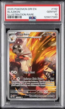 2025 POKEMON DRI EN-DESTINED RIVALS ILLUSTRATION RARE #192 BLAZIKEN PSA 10 - Image 1