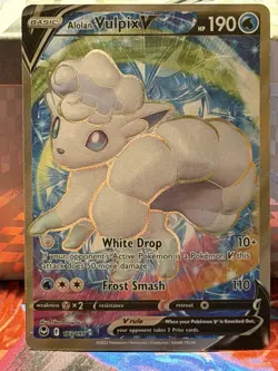 Pokemon TCG Alolan Vulpix V 173/195 Full Art Ultra Rare Holo Silver Tempest - Image 1