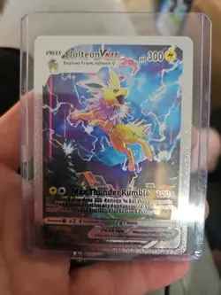 Jolteon Vmax Silver Foil Fan Art Vinyl Textured Collector Pokemon Display Card - Image 1