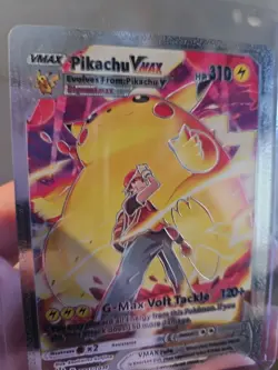 Pokemon Pikachu Vmax Silver Foil Fan Art Vinyl Textured Collector Card - Image 3