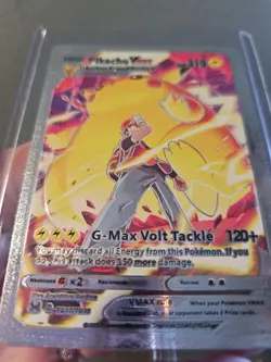 Pokemon Pikachu Vmax Silver Foil Fan Art Vinyl Textured Collector Card - Image 5