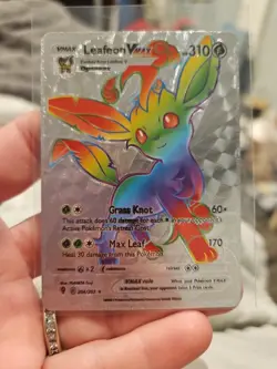 Leafeon Vmax Silver Foil Fan Art Vinyl Textured Collector Pokemon Card - Image 1