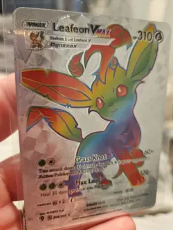 Leafeon Vmax Silver Foil Fan Art Vinyl Textured Collector Pokemon Card - Image 2