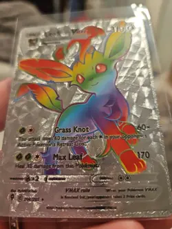 Leafeon Vmax Silver Foil Fan Art Vinyl Textured Collector Pokemon Card - Image 3