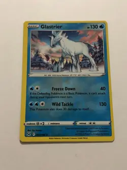 Pokemon Card Lost Origin Rev Holo Alignment Dot & Miscut Error Glastrier 051/196 - Image 1