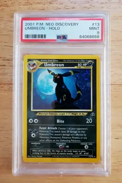 Pokemon PSA 9 MINT 2001 Umbreon Neo Discovery Holo Card Swirl - Image 1