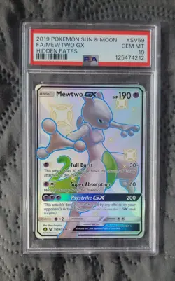 2019 POKEMON SUN & MOON MEWTWO GX SV59 HIDDEN FATES PSA 10 - Image 1