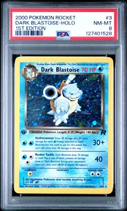 2000 POKEMON ROCKET 1ST ED #3 DARK BLASTOISE-HOLO PSA 8 - Image 1