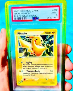 2003 Pokemon PSA 9 Pikachu HOLO⚡🐱w/ SWIRL 🌀- 012 - AND VOLTAGE 🔌 GRADEDGUARD - Image 1