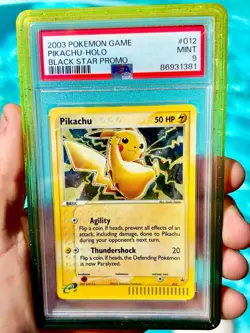 2003 Pokemon PSA 9 Pikachu HOLO⚡🐱w/ SWIRL 🌀- 012 - AND VOLTAGE 🔌 GRADEDGUARD - Image 2