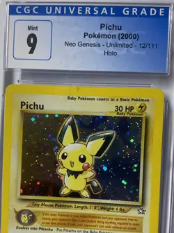 2000 Pokemon PICHU Neo Genesis Holo 12/111 WOTC Unlimited CGC 9 MINT - Image 2