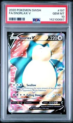 2020 POKEMON SWORD & SHIELD #197 FULL ART/SNORLAX V PSA 10 Gem Mint - Image 1