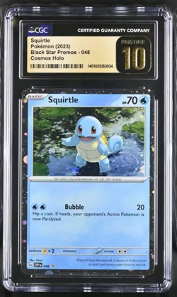 SWIRL 🌀 CGC PRISTINE 10 Squirtle 048 LOW POP Cosmos Holo Black Star Promo CARD - Image 1
