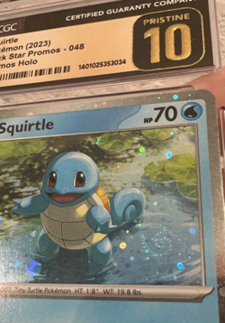 SWIRL 🌀 CGC PRISTINE 10 Squirtle 048 LOW POP Cosmos Holo Black Star Promo CARD - Image 2