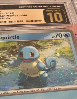 SWIRL 🌀 CGC PRISTINE 10 Squirtle 048 LOW POP Cosmos Holo Black Star Promo CARD - Image 3