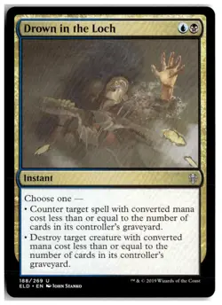 MTG Drown in the Loch - Throne of Eldraine Lightly Played English Playset (x4) - Image 3