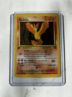 Pokemon TCG 1999 Moltres Fossil 12/62 Holo Rare 1st Edition NM NP - Image 1
