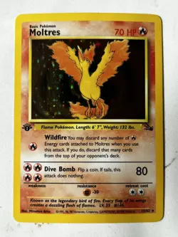 Pokemon TCG 1999 Moltres Fossil 12/62 Holo Rare 1st Edition NM NP - Image 2