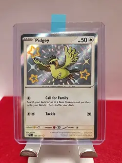 SHINY PIDGEY- PAF- PALDEAN FATES 196/091 NM-M POKEMON CARD TCG HOLO RARE EN - Image 1