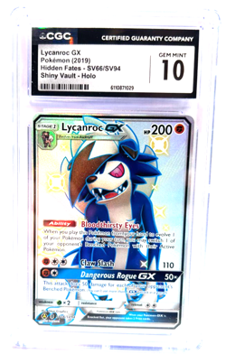 2019 POKEMON GEM MINT LYCANROC GX # SV66/SV94 HOLO GRADE 10 AWESOME ! - Image 1