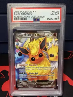 Pokemon Flareon (Full Art) XY Generations Radiant Collection #RC28 /RC32 PSA 8 - Image 1