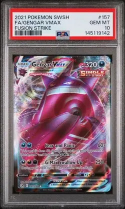 2021 POKEMON SWORD & SHIELD FUSION STRIKE #157 FULL ART/GENGAR VMAX PSA 10 - Image 1