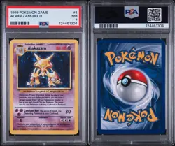 1999 POKEMON BASE SET UNLIMITED #1 ALAKAZAM-HOLO PSA 7 - Image 3