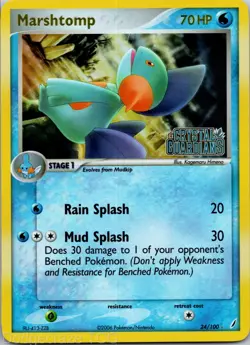Marshtomp 24/100 Rare Crystal Guardians Pokemon Reverse Holo NM - Image 1