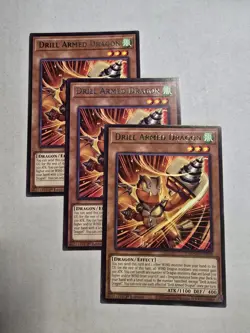 Yugioh! 3x Drill Armed Dragon MZMU-EN030 Rare 1st Ed NM - Image 1