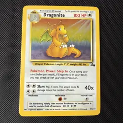 Pokemon TCG Dragonite Fossil Holo Unlimited Rare Card 4/62 Vintage WOTC - NM/M - Image 1