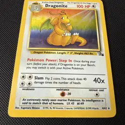 Pokemon TCG Dragonite Fossil Holo Unlimited Rare Card 4/62 Vintage WOTC - NM/M - Image 3