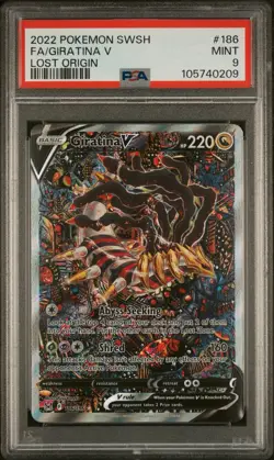 Pokemon TCG Giratina V 186/196 Lost Origin SWSH Full Art PSA 9 mint graded card - Image 1