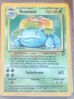 POKEMON TCG VENUSAUR 18/130 BASE SET 2 GRADE 7 EXCELLENT ULTRA RARE CARD !! - Image 2
