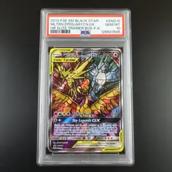 PSA 10 Moltres Zapdos Articuno SM210 Pokemon Hidden Fates Stained Glass Holo - Image 1
