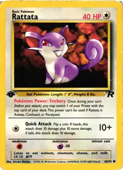 Pokemon TCG Rattata 66/82 Team Rocket 1st Edition Vintage Common DMG - Image 1