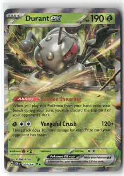 Pokemon Durant ex Double Rare SV08: Surging Sparks 004/191 NM - Image 1